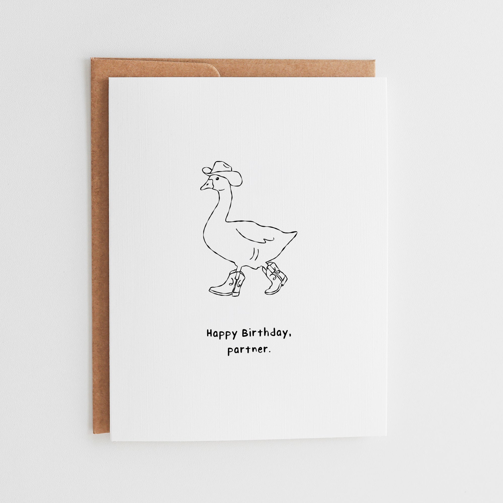 Funny Cowboy Goose Birthday Card, Sarcastic Partner Birthday Gift, Cute Goose in Boots, Western Birthday, Linen Cardstock #078