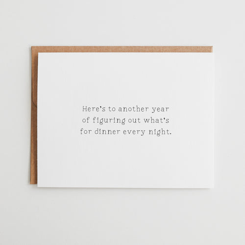 Funny Anniversary Card for Husband, What's for Dinner Card, Relatable Couple Greeting Card, Sarcastic Marriage Card, Housewarming Gift #084