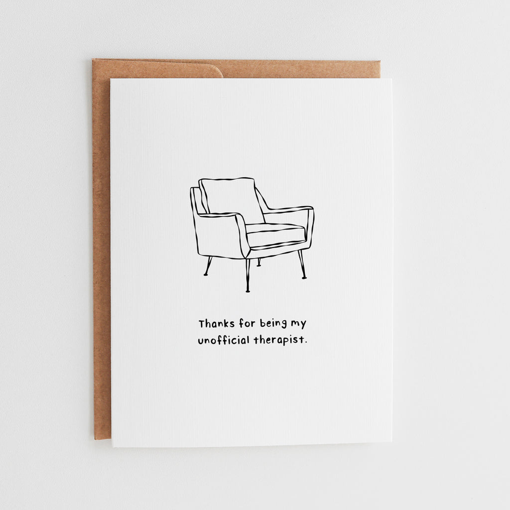 Funny Thank You Card, Unofficial Therapist Greeting Card, Best Friend Appreciation Gift, Mental Health Humor Card, Sarcastic Support #096
