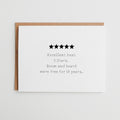 Funny 5 Star Review Card for Parents, Excellent Host Mother's Day Card, Sarcastic Father’s Day Gift, Humor Birthday Card for Mom or Dad #113