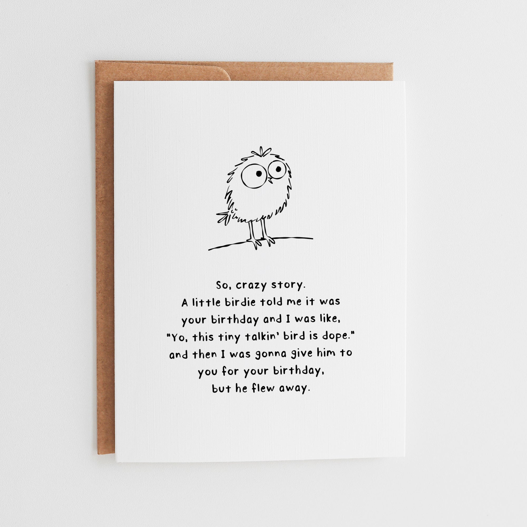 Funny Birdie Birthday Card, Sarcastic Birthday Card for Best Friend, Little Birdie Told Me Card, Humor Birthday Gift, Minimalist Card #034