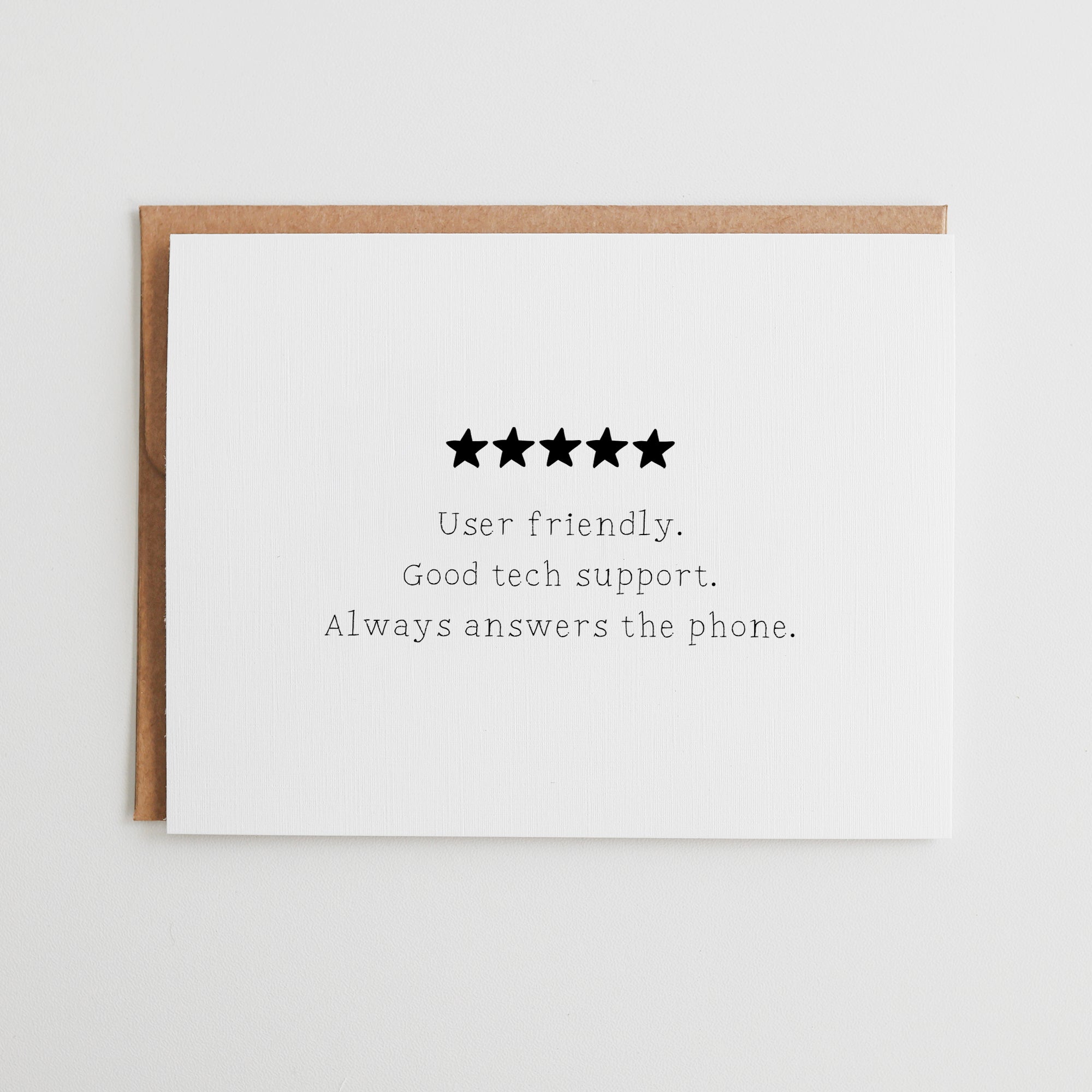Funny Tech Support Parent Card, 5 Star Review Mothers Day Gift, Sarcastic Father’s Day Card, User Friendly Birthday Gift for Mom or Dad #117