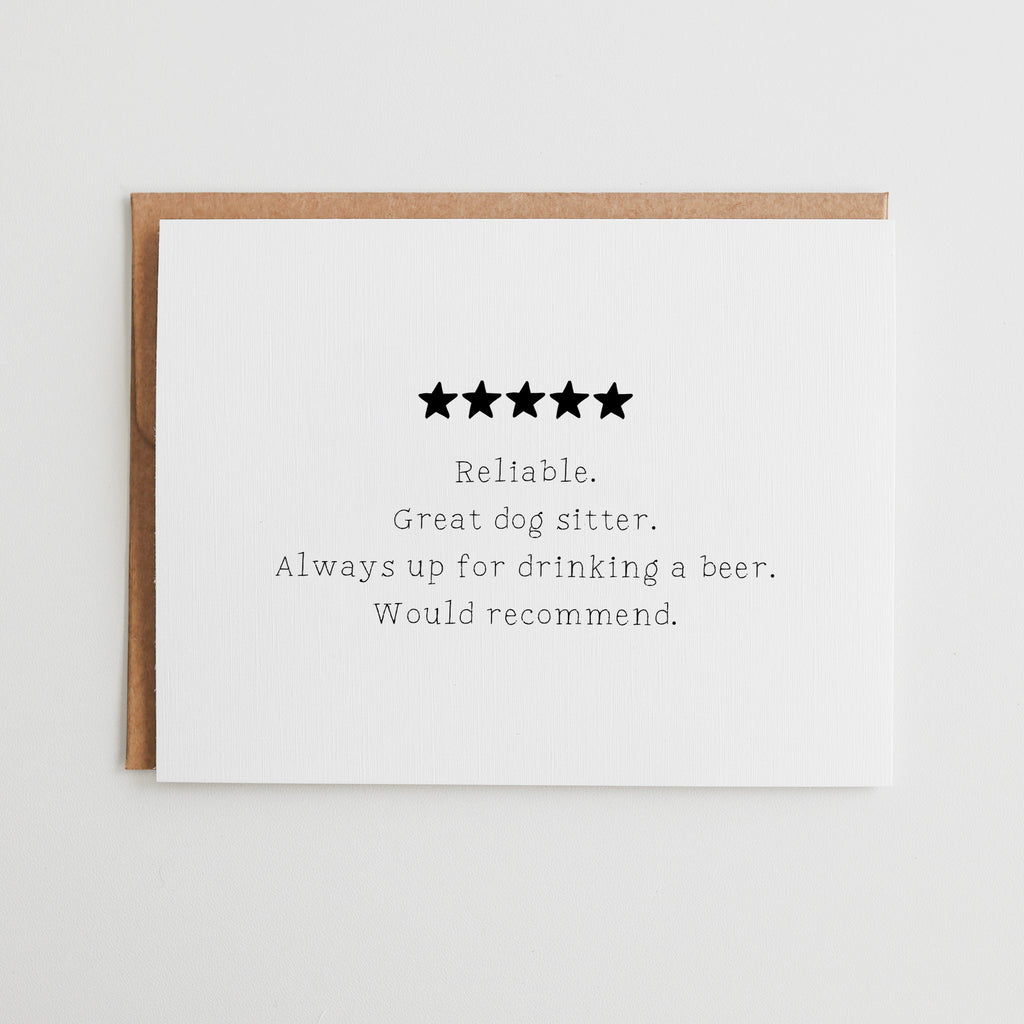 Funny 5 Star Review Card for Mom, Great Dog Sitter Mother's Day Card, Sarcastic Birthday Card for Mom, Humor Pet Parent Gift #118