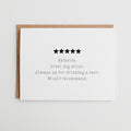 Funny 5 Star Review Card for Mom, Great Dog Sitter Mother's Day Card, Sarcastic Birthday Card for Mom, Humor Pet Parent Gift #118