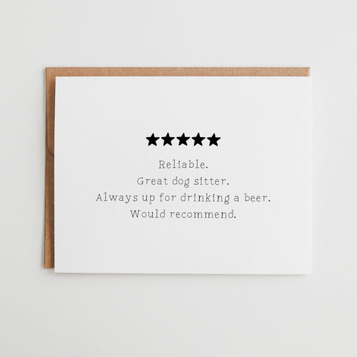 Funny 5 Star Review Card for Mom, Great Dog Sitter Mother's Day Card, Sarcastic Birthday Card for Mom, Humor Pet Parent Gift #118